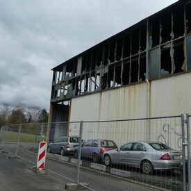 Ehemalige Bamberger Hallen in Friedensdorf, Großbrand am 21. März 2021