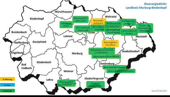 Karte der Bio-Energiedörfer