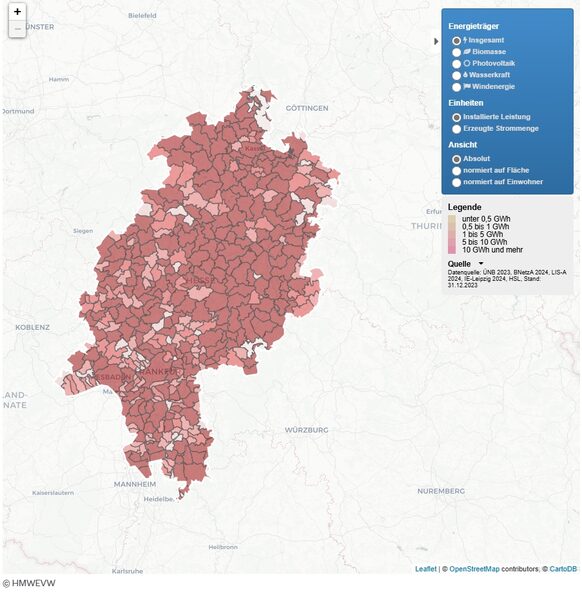 Interaktive Karte Erneuerbare Energien Hessen